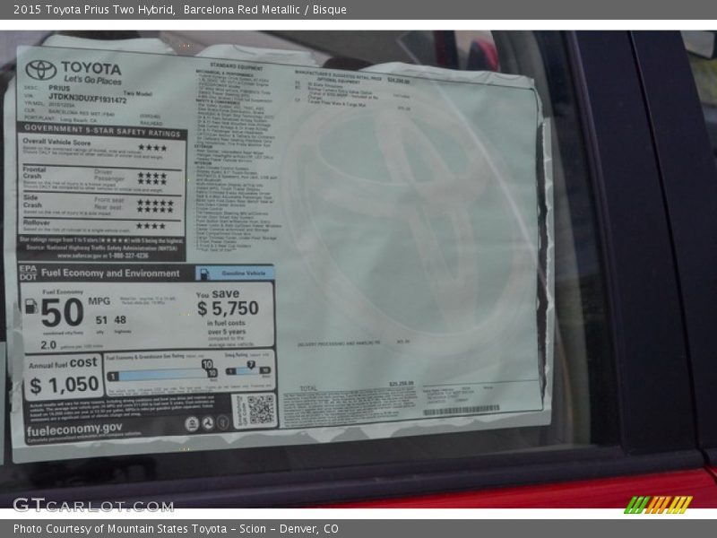 Barcelona Red Metallic / Bisque 2015 Toyota Prius Two Hybrid