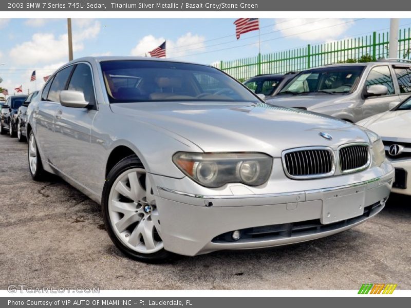 Titanium Silver Metallic / Basalt Grey/Stone Green 2003 BMW 7 Series 745Li Sedan