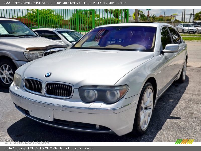 Titanium Silver Metallic / Basalt Grey/Stone Green 2003 BMW 7 Series 745Li Sedan