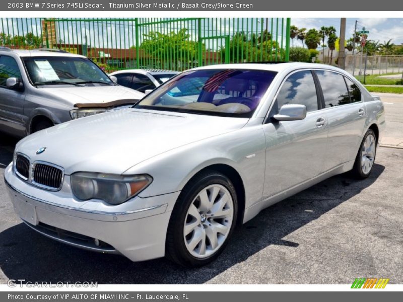 Titanium Silver Metallic / Basalt Grey/Stone Green 2003 BMW 7 Series 745Li Sedan
