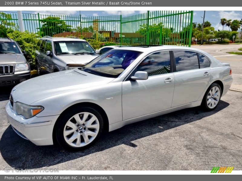 Titanium Silver Metallic / Basalt Grey/Stone Green 2003 BMW 7 Series 745Li Sedan