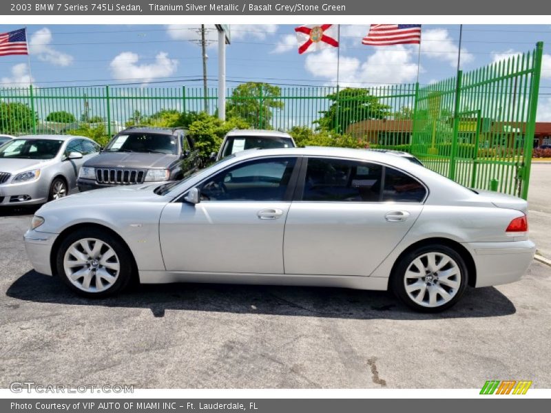 Titanium Silver Metallic / Basalt Grey/Stone Green 2003 BMW 7 Series 745Li Sedan