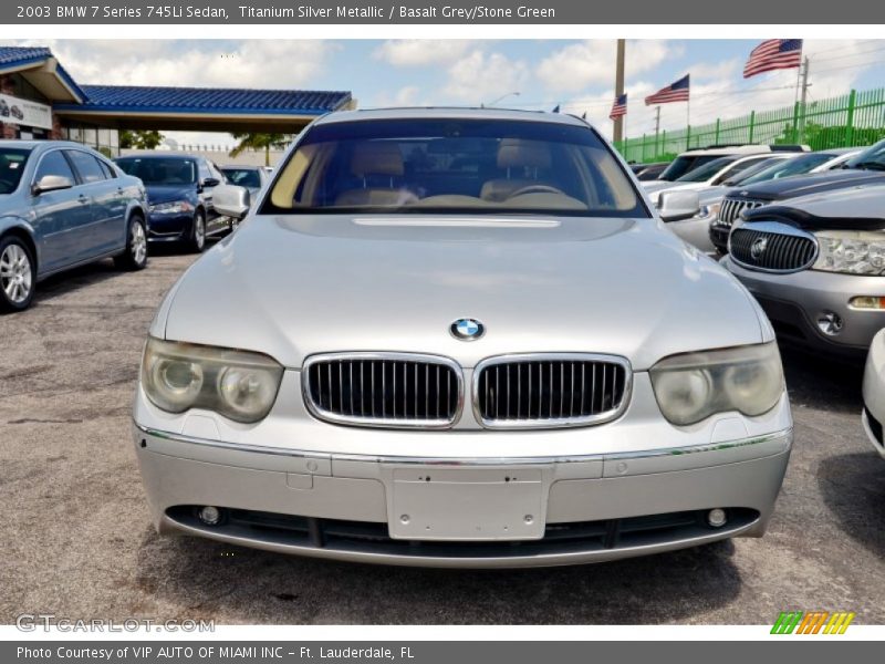 Titanium Silver Metallic / Basalt Grey/Stone Green 2003 BMW 7 Series 745Li Sedan