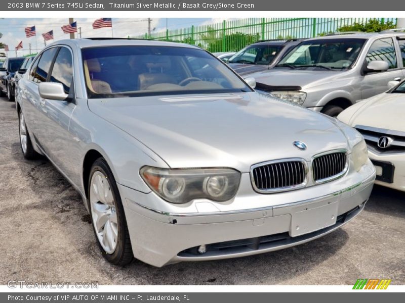 Titanium Silver Metallic / Basalt Grey/Stone Green 2003 BMW 7 Series 745Li Sedan