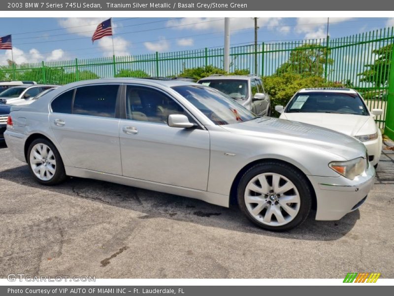Titanium Silver Metallic / Basalt Grey/Stone Green 2003 BMW 7 Series 745Li Sedan