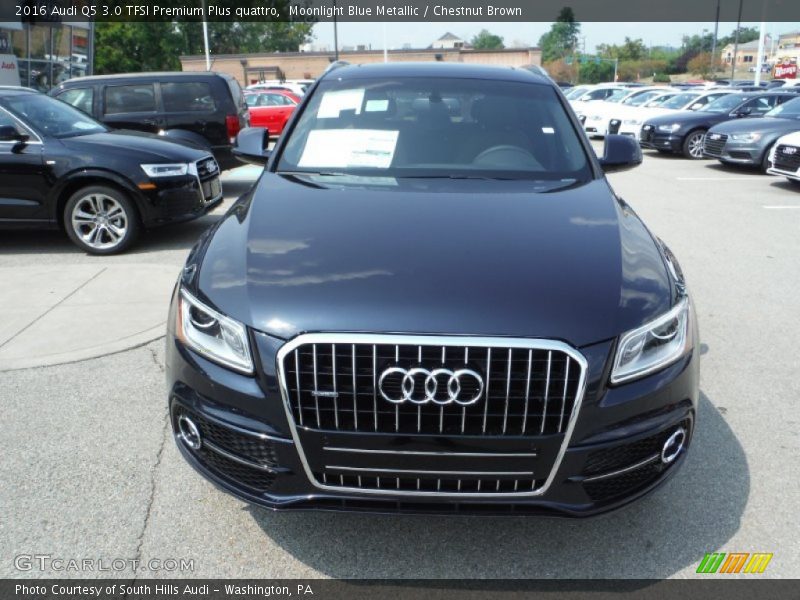 Moonlight Blue Metallic / Chestnut Brown 2016 Audi Q5 3.0 TFSI Premium Plus quattro