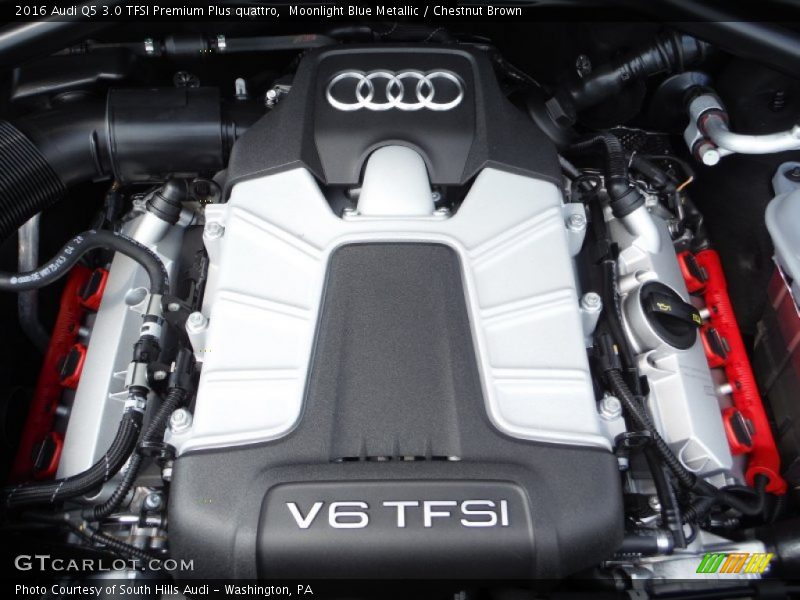 Moonlight Blue Metallic / Chestnut Brown 2016 Audi Q5 3.0 TFSI Premium Plus quattro