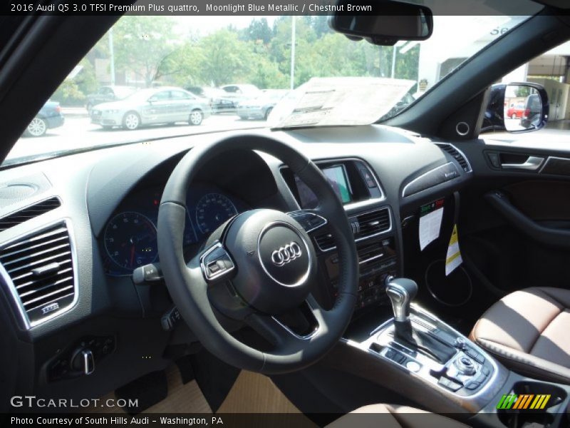 Moonlight Blue Metallic / Chestnut Brown 2016 Audi Q5 3.0 TFSI Premium Plus quattro