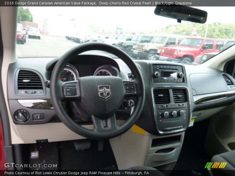Deep Cherry Red Crystal Pearl / Black/Light Graystone 2016 Dodge Grand Caravan American Value Package