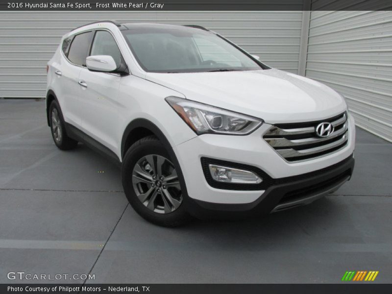Frost White Pearl / Gray 2016 Hyundai Santa Fe Sport