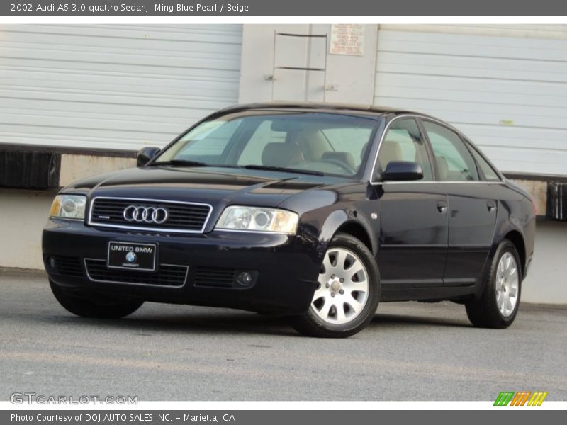 Ming Blue Pearl / Beige 2002 Audi A6 3.0 quattro Sedan