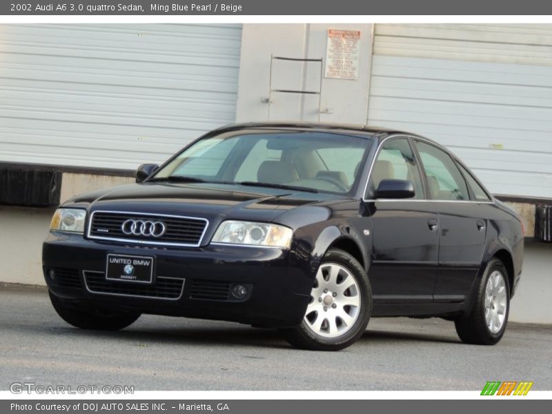 Ming Blue Pearl / Beige 2002 Audi A6 3.0 quattro Sedan