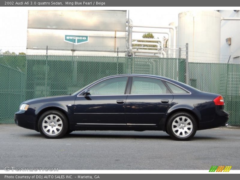 Ming Blue Pearl / Beige 2002 Audi A6 3.0 quattro Sedan
