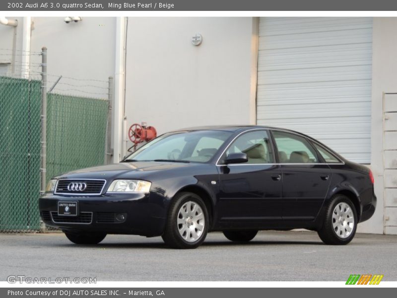 Ming Blue Pearl / Beige 2002 Audi A6 3.0 quattro Sedan