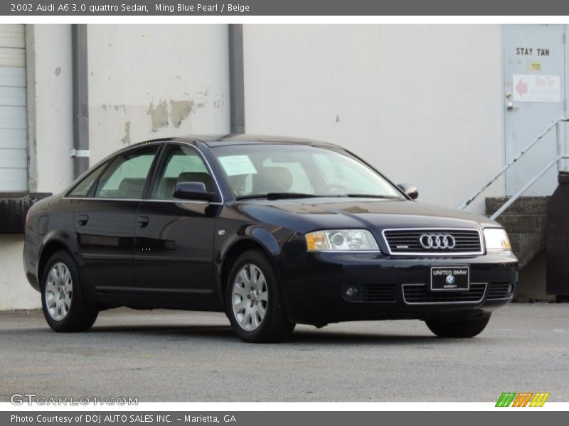 Ming Blue Pearl / Beige 2002 Audi A6 3.0 quattro Sedan