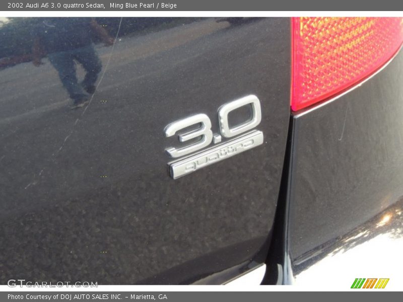 Ming Blue Pearl / Beige 2002 Audi A6 3.0 quattro Sedan