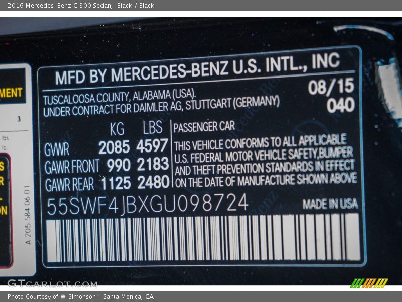 Black / Black 2016 Mercedes-Benz C 300 Sedan