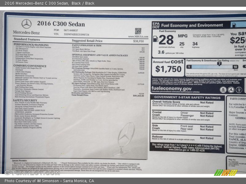 Black / Black 2016 Mercedes-Benz C 300 Sedan