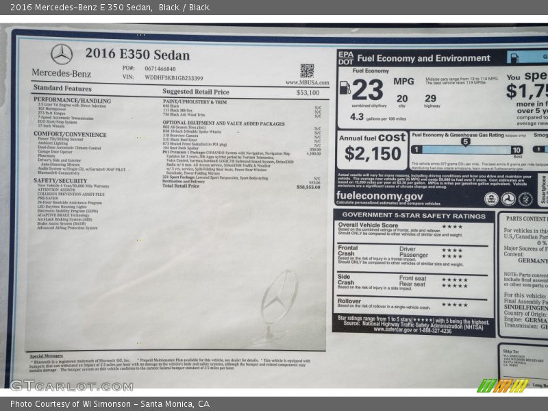 Black / Black 2016 Mercedes-Benz E 350 Sedan