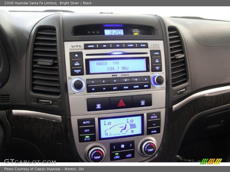 Bright Silver / Black 2008 Hyundai Santa Fe Limited