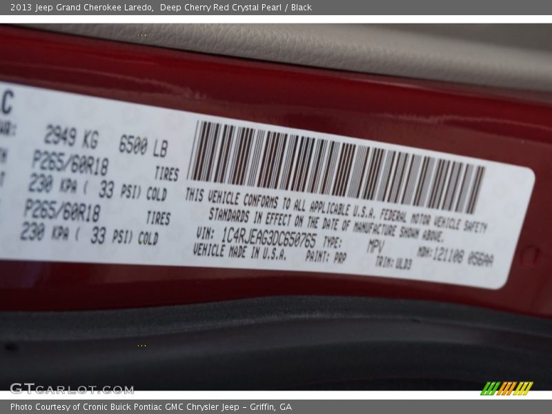 Deep Cherry Red Crystal Pearl / Black 2013 Jeep Grand Cherokee Laredo