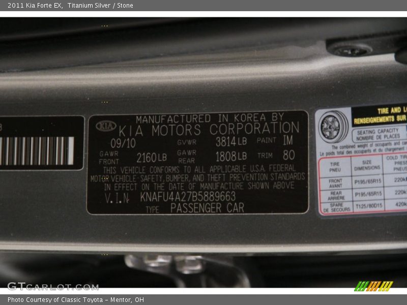Titanium Silver / Stone 2011 Kia Forte EX
