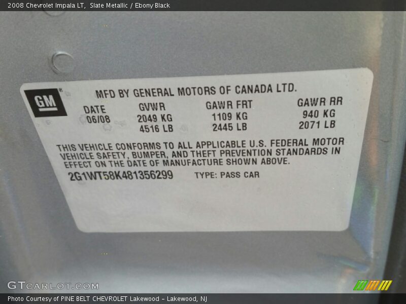 Slate Metallic / Ebony Black 2008 Chevrolet Impala LT