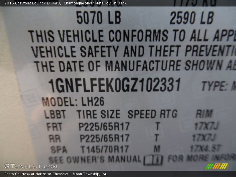 Champagne Silver Metallic / Jet Black 2016 Chevrolet Equinox LT AWD