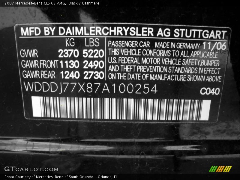 Black / Cashmere 2007 Mercedes-Benz CLS 63 AMG