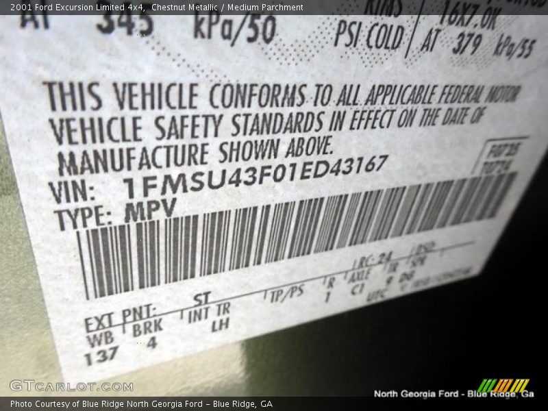 Chestnut Metallic / Medium Parchment 2001 Ford Excursion Limited 4x4