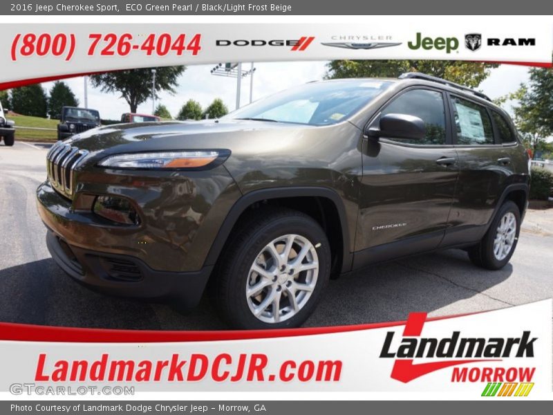 ECO Green Pearl / Black/Light Frost Beige 2016 Jeep Cherokee Sport