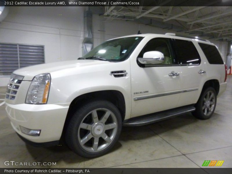 White Diamond Tricoat / Cashmere/Cocoa 2012 Cadillac Escalade Luxury AWD