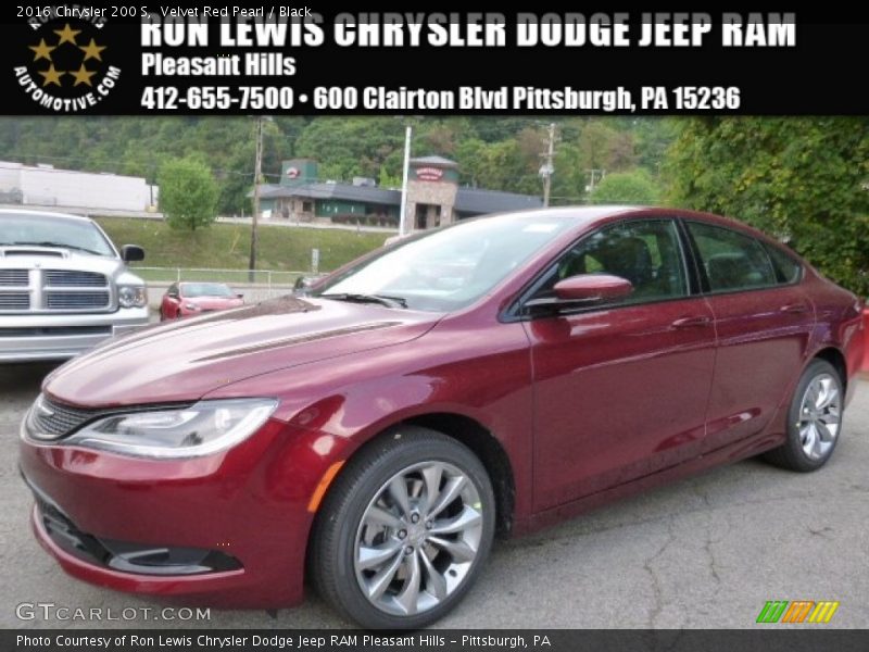 Velvet Red Pearl / Black 2016 Chrysler 200 S