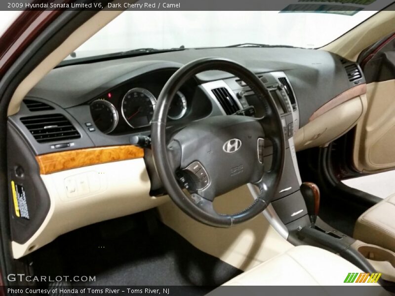 Dark Cherry Red / Camel 2009 Hyundai Sonata Limited V6