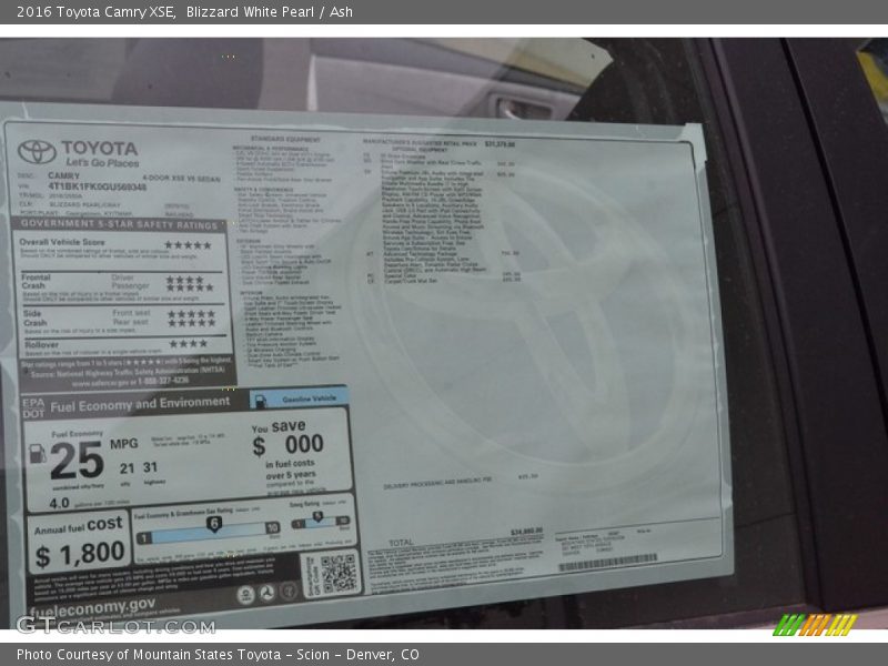 Blizzard White Pearl / Ash 2016 Toyota Camry XSE