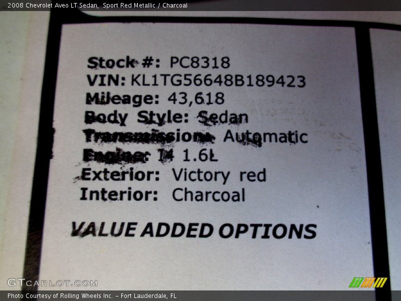 Sport Red Metallic / Charcoal 2008 Chevrolet Aveo LT Sedan