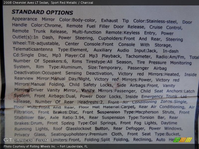 Sport Red Metallic / Charcoal 2008 Chevrolet Aveo LT Sedan