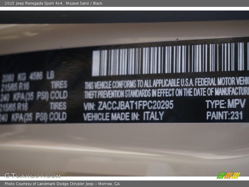 Mojave Sand / Black 2015 Jeep Renegade Sport 4x4