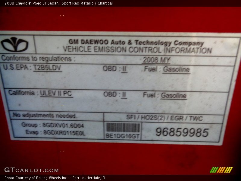 Sport Red Metallic / Charcoal 2008 Chevrolet Aveo LT Sedan