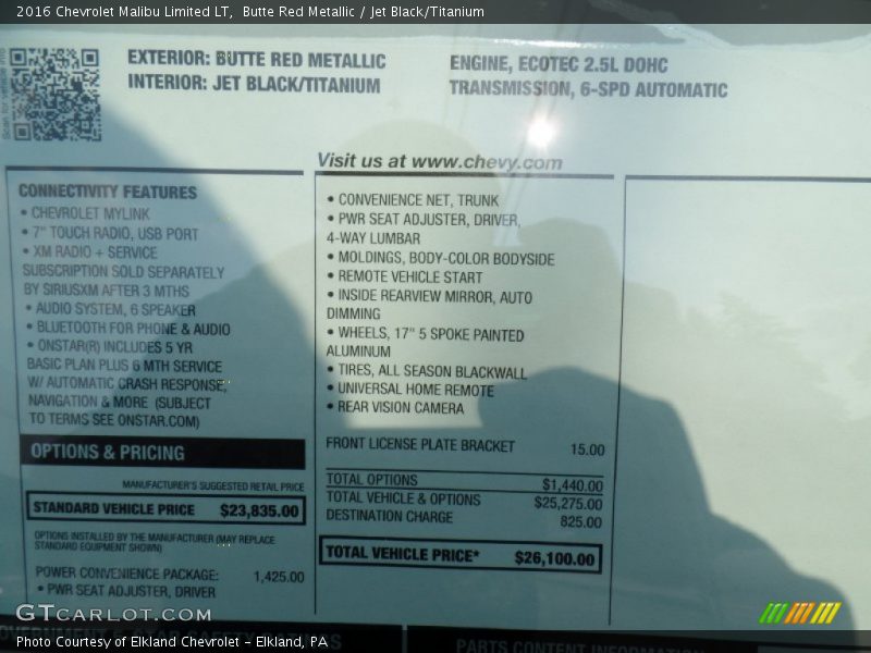 Butte Red Metallic / Jet Black/Titanium 2016 Chevrolet Malibu Limited LT