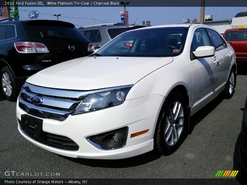 White Platinum Tri-Coat / Charcoal Black 2012 Ford Fusion SEL