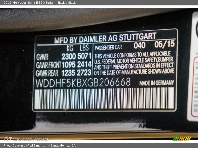 Black / Black 2016 Mercedes-Benz E 350 Sedan