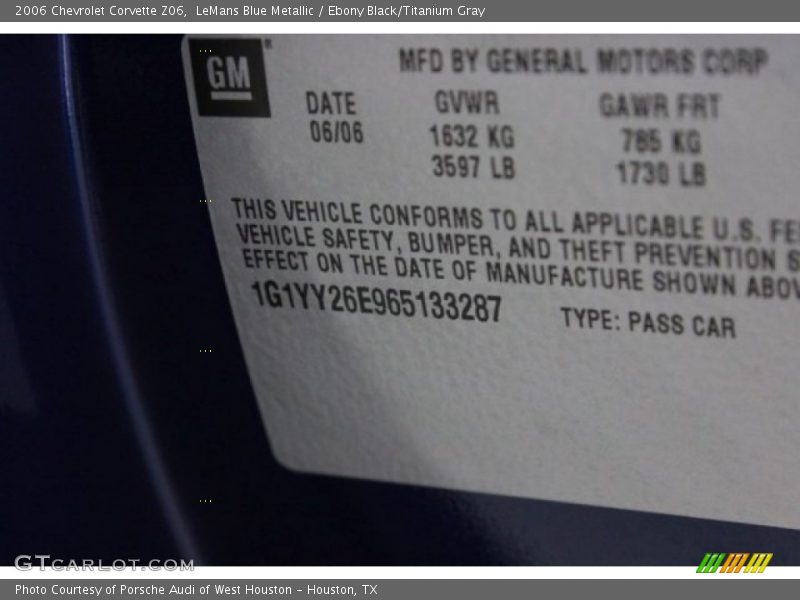 LeMans Blue Metallic / Ebony Black/Titanium Gray 2006 Chevrolet Corvette Z06