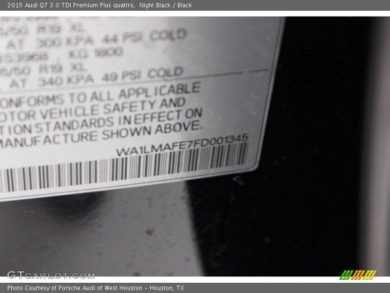 Night Black / Black 2015 Audi Q7 3.0 TDI Premium Plus quattro