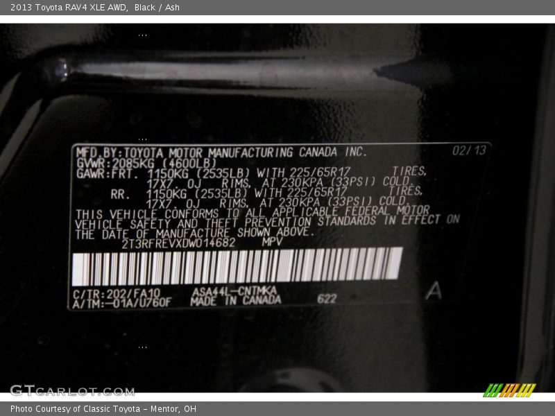 Black / Ash 2013 Toyota RAV4 XLE AWD