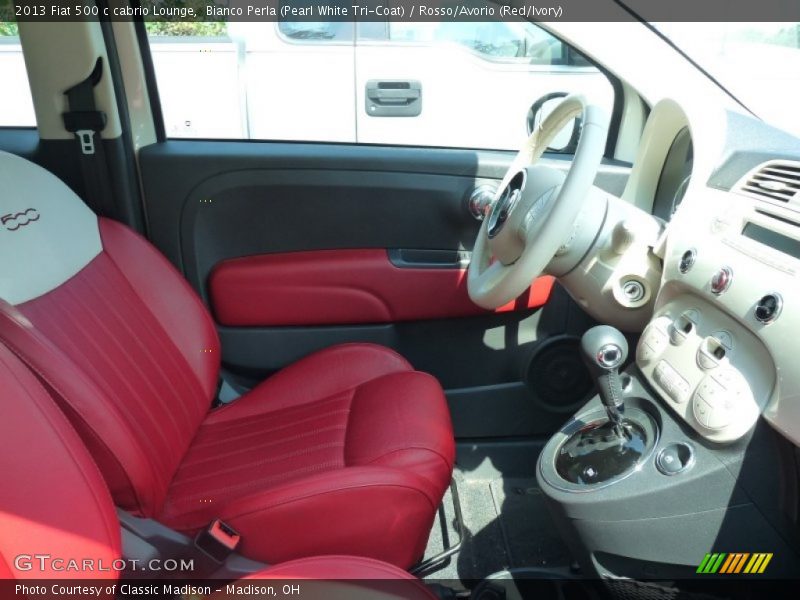 Bianco Perla (Pearl White Tri-Coat) / Rosso/Avorio (Red/Ivory) 2013 Fiat 500 c cabrio Lounge