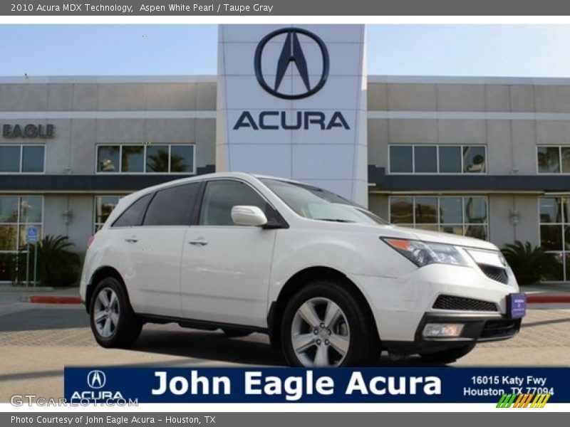 Aspen White Pearl / Taupe Gray 2010 Acura MDX Technology