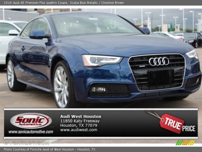 Scuba Blue Metallic / Chestnut Brown 2016 Audi A5 Premium Plus quattro Coupe
