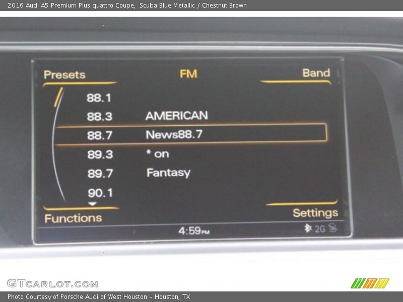 Scuba Blue Metallic / Chestnut Brown 2016 Audi A5 Premium Plus quattro Coupe