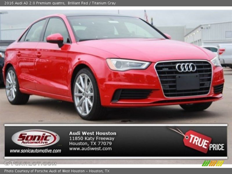 Brilliant Red / Titanium Gray 2016 Audi A3 2.0 Premium quattro
